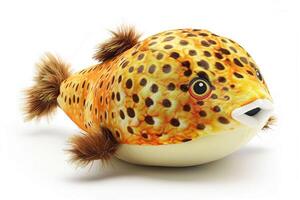 Pufferfish Plush Pillow on White photo