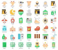 Eid Al Adha and Hajj Icon Pack in Flat Style Suitable for Web and Apps icon, Poster, or Social Media Purpose vector