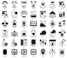 Eid Al Adha and Hajj Icon Pack in Solid Line Style Suitable for Web and Apps icon, Poster, or Social Media Purpose vector