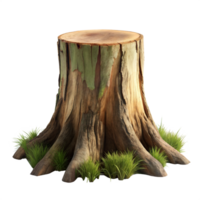 Tree stump with surrounding grass on transparent background png