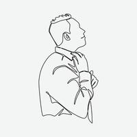 continuous one line drawing of men wearing a tie, preparing to work. businessman, office, clothing concept. editable stroke. isolated on white background. graphic illustration. vector