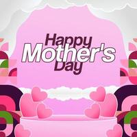 Mother's Day banner. Modern geometric abstract square background in colorful style for world Mother's Day. Greeting card cover with text Happy Mother's Day vector