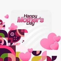 Mother's Day banner. Modern geometric abstract square background in colorful style for world Mother's Day. Greeting card cover with text Happy Mother's Day vector