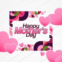 Mother's Day banner. Modern geometric abstract square background in colorful style for world Mother's Day. Greeting card cover with text Happy Mother's Day vector