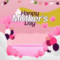 Mother's Day banner. Modern geometric abstract square background in colorful style for world Mother's Day. Greeting card cover with text Happy Mother's Day vector