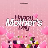 Mother's Day banner. Modern geometric abstract square background in colorful style for world Mother's Day. Greeting card cover with text Happy Mother's Day vector