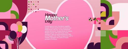 Mother's Day banner. Modern geometric abstract background in colorful style for world Mother's Day. Greeting card cover with text Happy Mother's Day vector