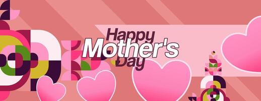 Mother's Day banner. Modern geometric abstract background in colorful style for world Mother's Day. Greeting card cover with text Happy Mother's Day vector