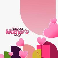 Mother's Day banner. Modern geometric abstract square background in colorful style for world Mother's Day. Greeting card cover with text Happy Mother's Day vector