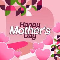 Mother's Day banner. Modern geometric abstract square background in colorful style for world Mother's Day. Greeting card cover with text Happy Mother's Day vector