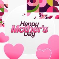 Mother's Day banner. Modern geometric abstract square background in colorful style for world Mother's Day. Greeting card cover with text Happy Mother's Day vector