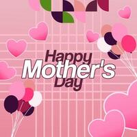 Mother's Day banner. Modern geometric abstract square background in colorful style for world Mother's Day. Greeting card cover with text Happy Mother's Day vector