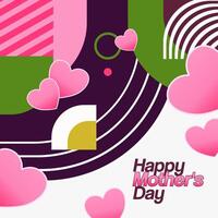Mother's Day banner. Modern geometric abstract square background in colorful style for world Mother's Day. Greeting card cover with text Happy Mother's Day vector