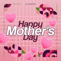 Mother's Day banner. Modern geometric abstract square background in colorful style for world Mother's Day. Greeting card cover with text Happy Mother's Day vector