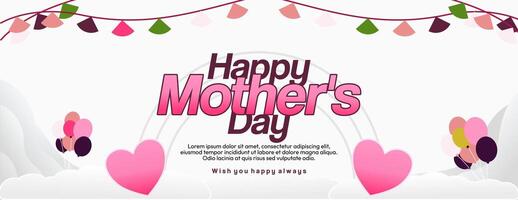 Mother's Day banner. Modern geometric abstract background in colorful style for world Mother's Day. Greeting card cover with text Happy Mother's Day vector