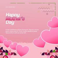 Mother's Day banner. Modern geometric abstract square background in colorful style for world Mother's Day. Greeting card cover with text Happy Mother's Day vector