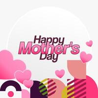 Mother's Day banner. Modern geometric abstract square background in colorful style for world Mother's Day. Greeting card cover with text Happy Mother's Day vector