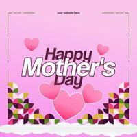 Mother's Day banner. Modern geometric abstract square background in colorful style for world Mother's Day. Greeting card cover with text Happy Mother's Day vector