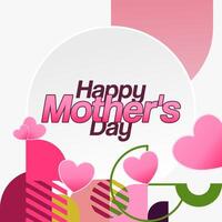 Mother's Day banner. Modern geometric abstract square background in colorful style for world Mother's Day. Greeting card cover with text Happy Mother's Day vector