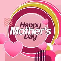 Mother's Day banner. Modern geometric abstract square background in colorful style for world Mother's Day. Greeting card cover with text Happy Mother's Day vector