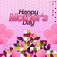 Mother's Day banner. Modern geometric abstract square background in colorful style for world Mother's Day. Greeting card cover with text Happy Mother's Day vector