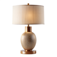 Elegant golden table lamp with textured base and shade png