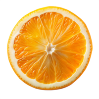 Close-up of a fresh orange slice on transparent background png