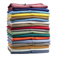 Stack of colorful folded clothes in various fabrics png