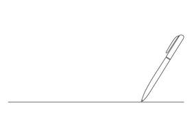 Pen write, one continuous line drawing. Writing thin stroke. Minimalism simple linear style. Study, education, business document concept. Doodle hand drawn continuous contour. illustration vector
