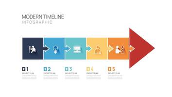 Business Infographic jigsaw arrow timeline graphic icon business financial chart gradient growth bar graph. vector