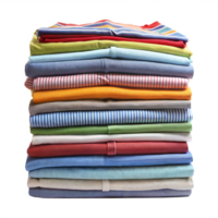 Stack of colorful folded clothes in various fabrics and patterns png