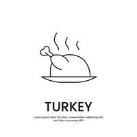 turkey thin outline icon design good for web or mobile app vector