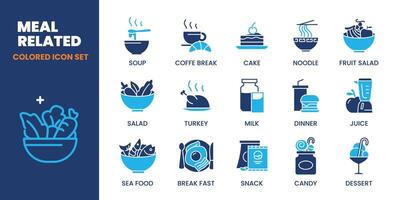 meal colored icon set design good for web and mobile app vector
