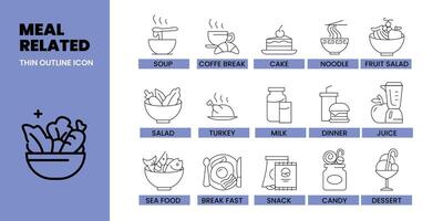 meal thin outline icon set design good for web and mobile app vector
