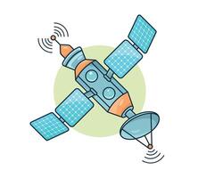 Flat satellite internet system with two radar antenna and dual solar panel illustration on isolated background vector