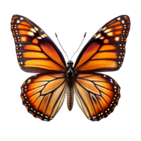 Close-up of a vibrant monarch butterfly on transparent background png