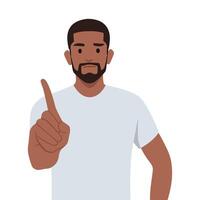 Young bearded man frustrated and pointing to the front. vector