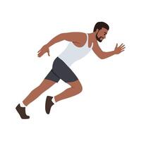 Young man runner sprinter explosive start in running. vector