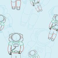 Editable Outline Style Astronaut on Space Vectorized Illustration as Seamless Pattern for Creating Background of Space Science Related Design vector