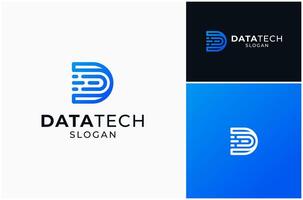 Letter D Data Digital Technology Network Connect Solution Logo Design Illustration vector