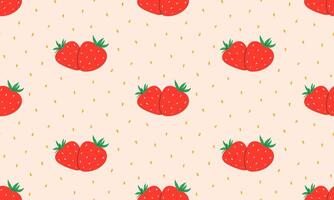 Seamless pattern with Strawberry. Red strawberries background. Juicy summer berries. Flat illustration vector