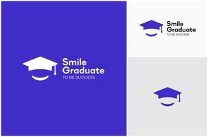 Education Study School Graduate Cap Smile Happy Successful Logo Design Illustration vector