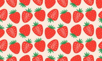 Seamless pattern with Strawberry. Red strawberries background. Juicy summer berries. Flat illustration vector
