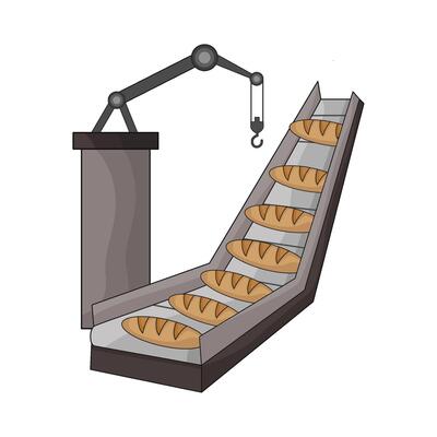 illustration of conveyor with bread