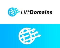 Logo design about the domain website and an arrow pointing to the top right. vector