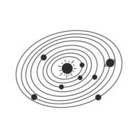 Solar system in line art style. Astro on isolated background vector