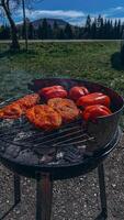 Beef steaks on the grill with flames photo