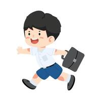 boy running to school with a bag vector