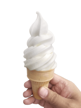 un hombre mano participación un hielo crema cono, transparente antecedentes png