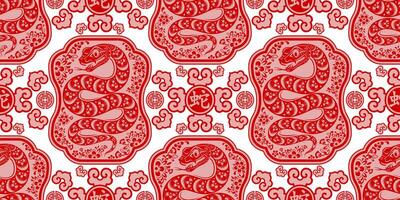 Seamless pattern happy chinese new year 2025 the snake zodiac sign vector